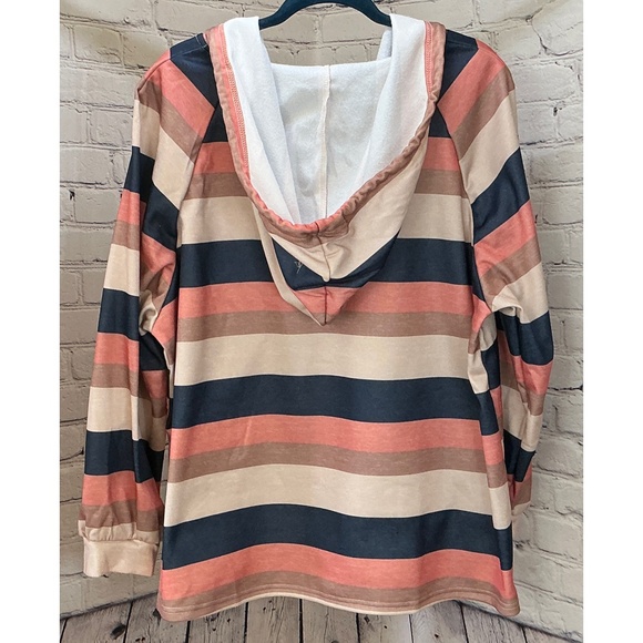 NEW Shein Women's Plus Size Striped Hooded Sweatshirt (Size 20/4XL) - Picture 4 of 10